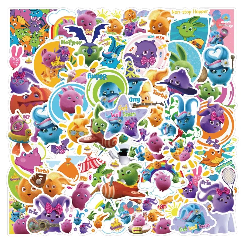 50pcs Cartoon Sunny Bunnies Stickers Suitcase Water Cup Stationery Mobile Phone Scooter Laptop Refrigerator Decorative Stickers