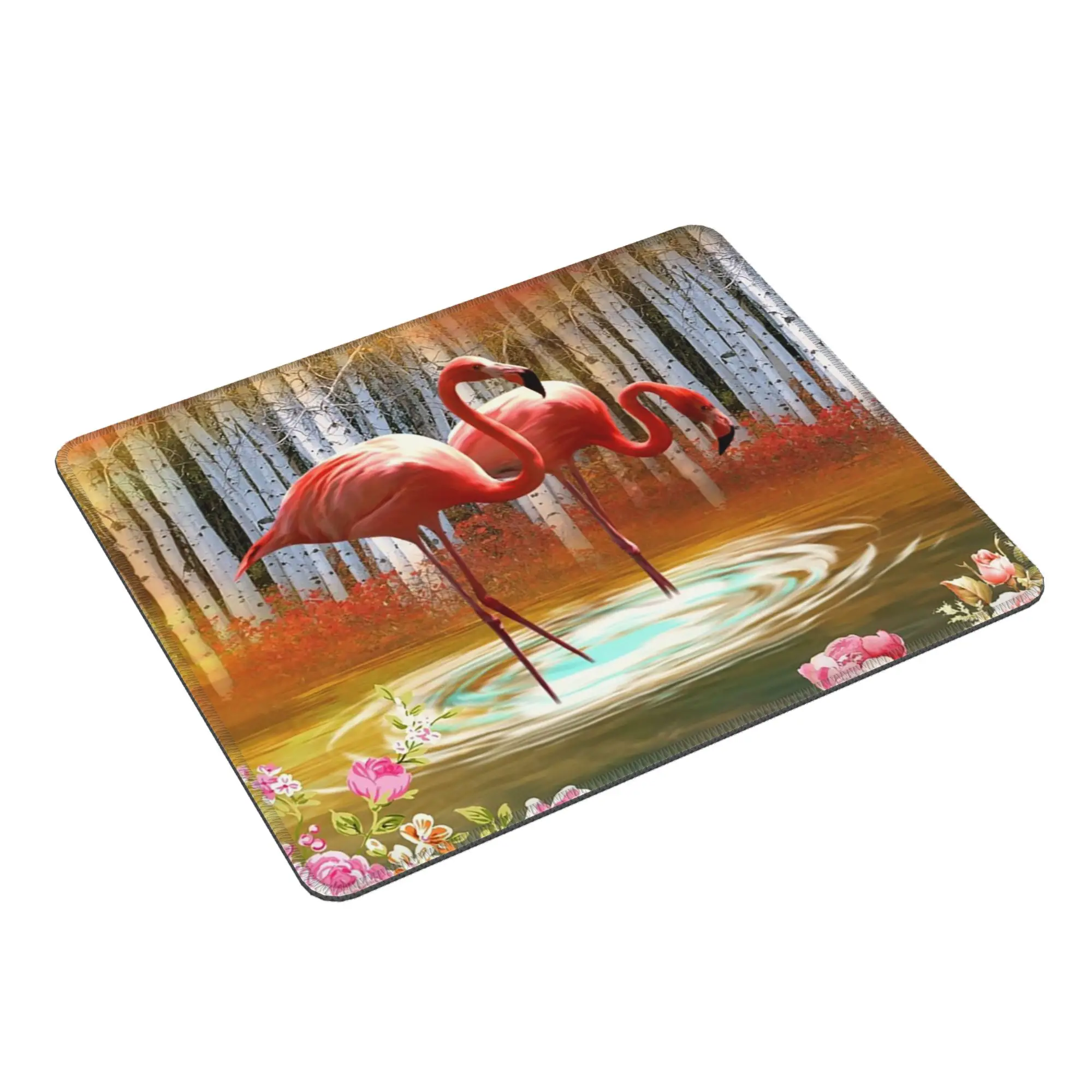 Flamingo In The River Forest Scene Mouse Pad Computer Keyboard Mouse Mat Gaming PC Laptop Desk Mat Office Accessories Table Mats
