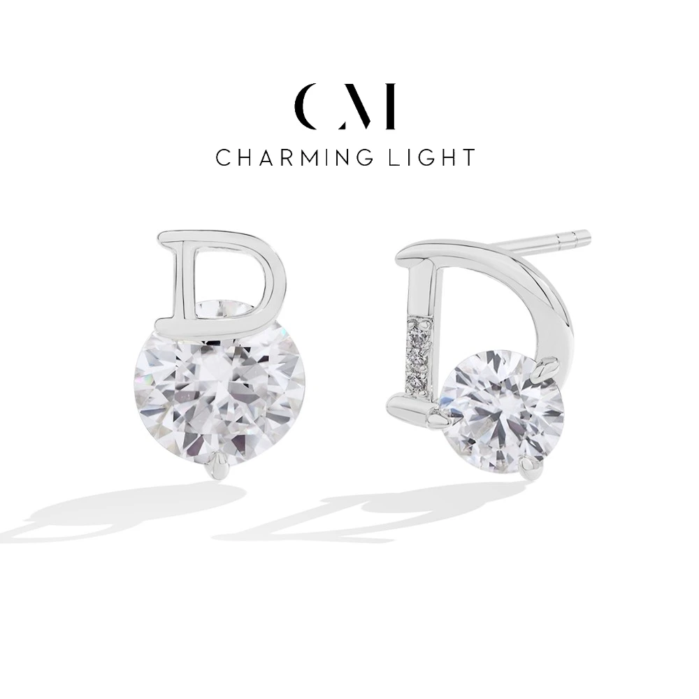 

CHARMING 4.0CT 1.0CT Sparkling Moissanite Stud Earrings for Women 925 Sterling Silver Lab Diamond A Pair Luxury Earring Jewelry