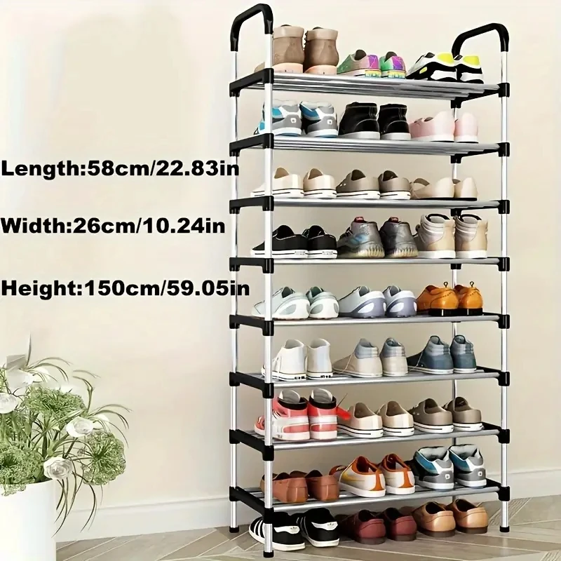 Shoe rack Multi-layer dustproof home door black shoe cabinet storage to save space assembly dormitory double shelves view 2