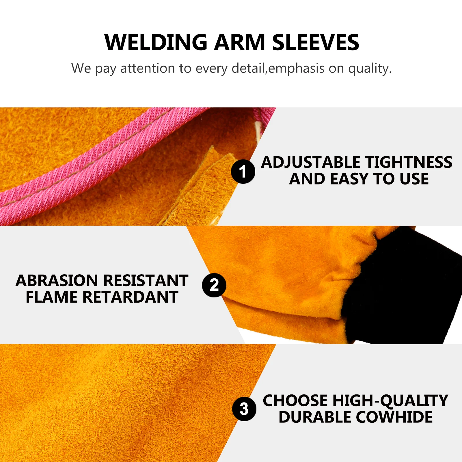 Welding Sleeve Heavy Duty Thick Split Cowhide Heat Resistant Flame Proof Welder Arm Protective Long Working Sleeves