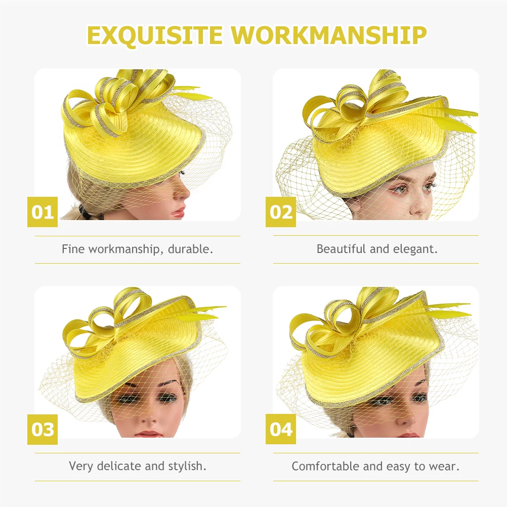 

Elegant MeshFascinator HA9134 Rose Red Stylish Dressy Tea Party Cocktail Wedding Hat for Women Reusable Hair Fascinators