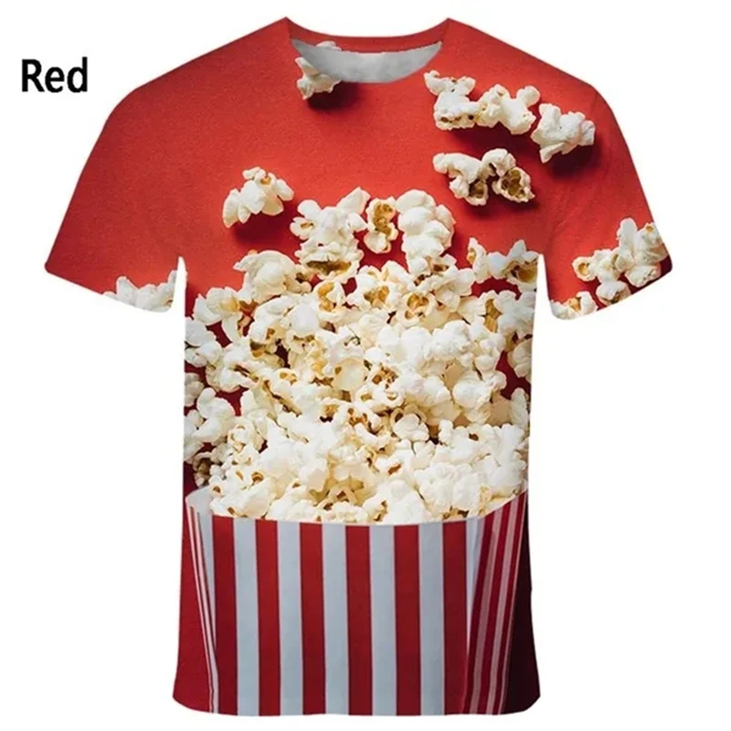 New Fashion Popcorn 3D Printed Funny T Shirts Men\'s And Women\'s Clothing Summer Short Sleeve T-Shirt Unisex Streetwear Tops Tees