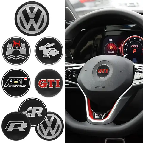 Car Steering Wheel Center Emblem For Volkswagen Golf Passat b6 T5 Teramont ID3 Tiguan Phaeton Badge Sticker Interior Accessories