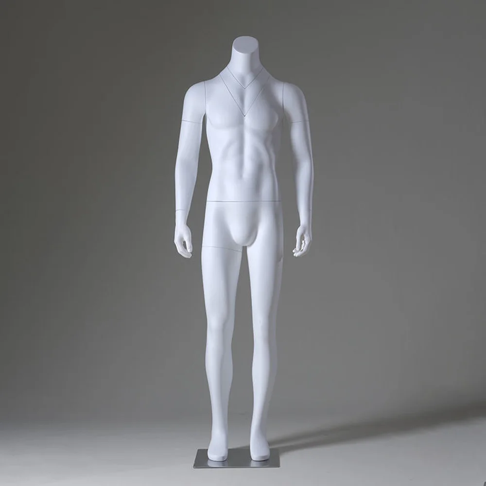 

High-end Male Full-Body Fiberglass Mannequin White/Customized Color Invisible Design for Photography & Clothing Display