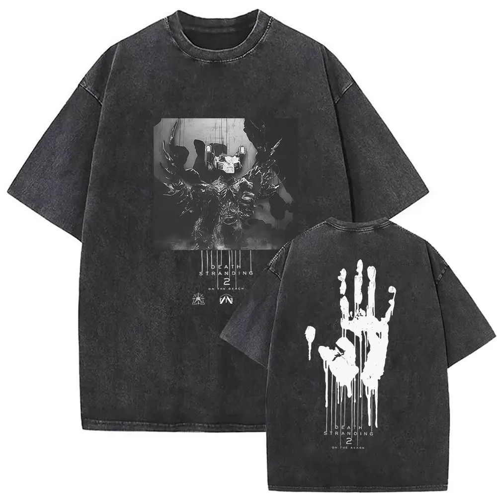 2026 Game Death Stranding 2 Vintage Washed Graphic T Shirt Men's Player Loose Fashion Short Sleeve T-shirts Unisex Streetwear