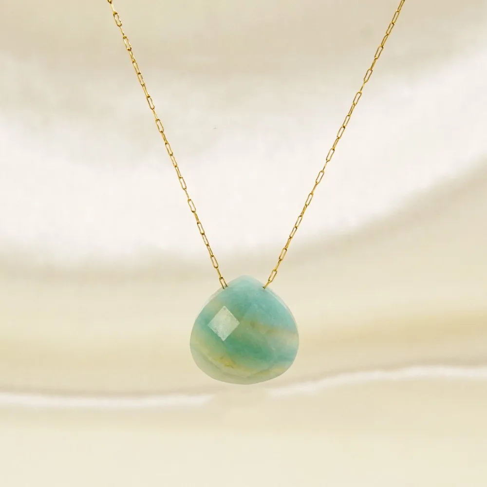 Simple Water Drop Natural Stone Pendant Stainless Steel Clavicle Chain Collars Necklaces For Women Jewelry Gifts Natural Crystal
