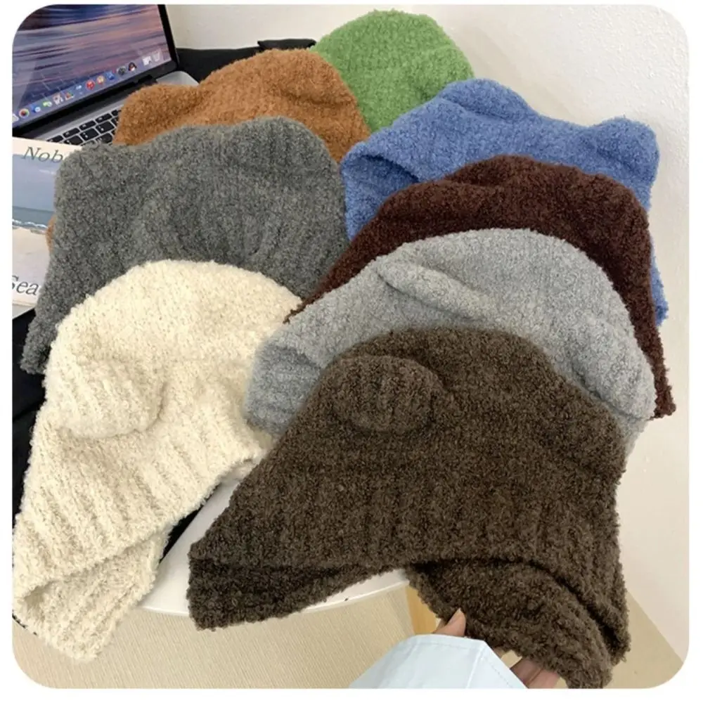 Y2k Mütze Hüte für Frauen Winter warm gehäkelt Gehörschutz Hut einfarbig Unisex Herbst Strick mützen