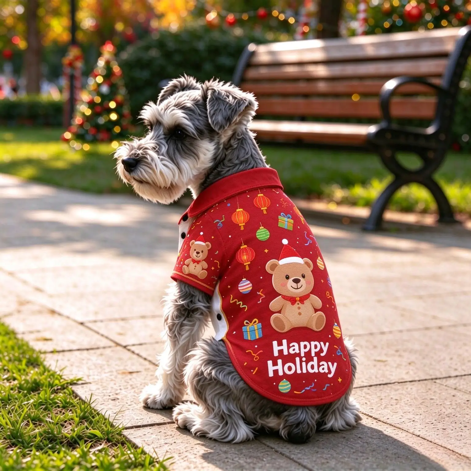 Xmas Pet Button Down Open Shirt, Gingerbread Man Print Apparel, Merry Christmas Holiday Costume for Dogs and Cats
