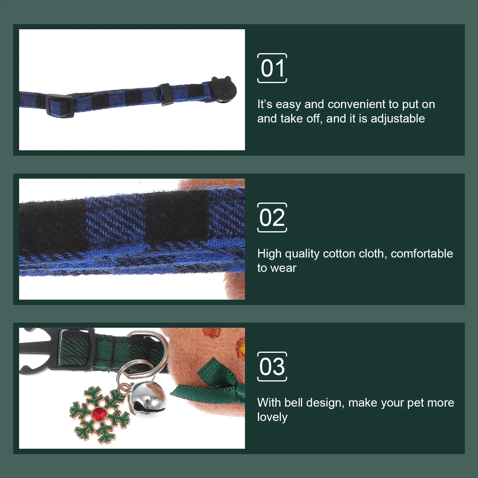 

2 Pcs Kitten Pet Collar Collars Xmas Dog Cotton Christmas Puppy Stylish Pets Cat