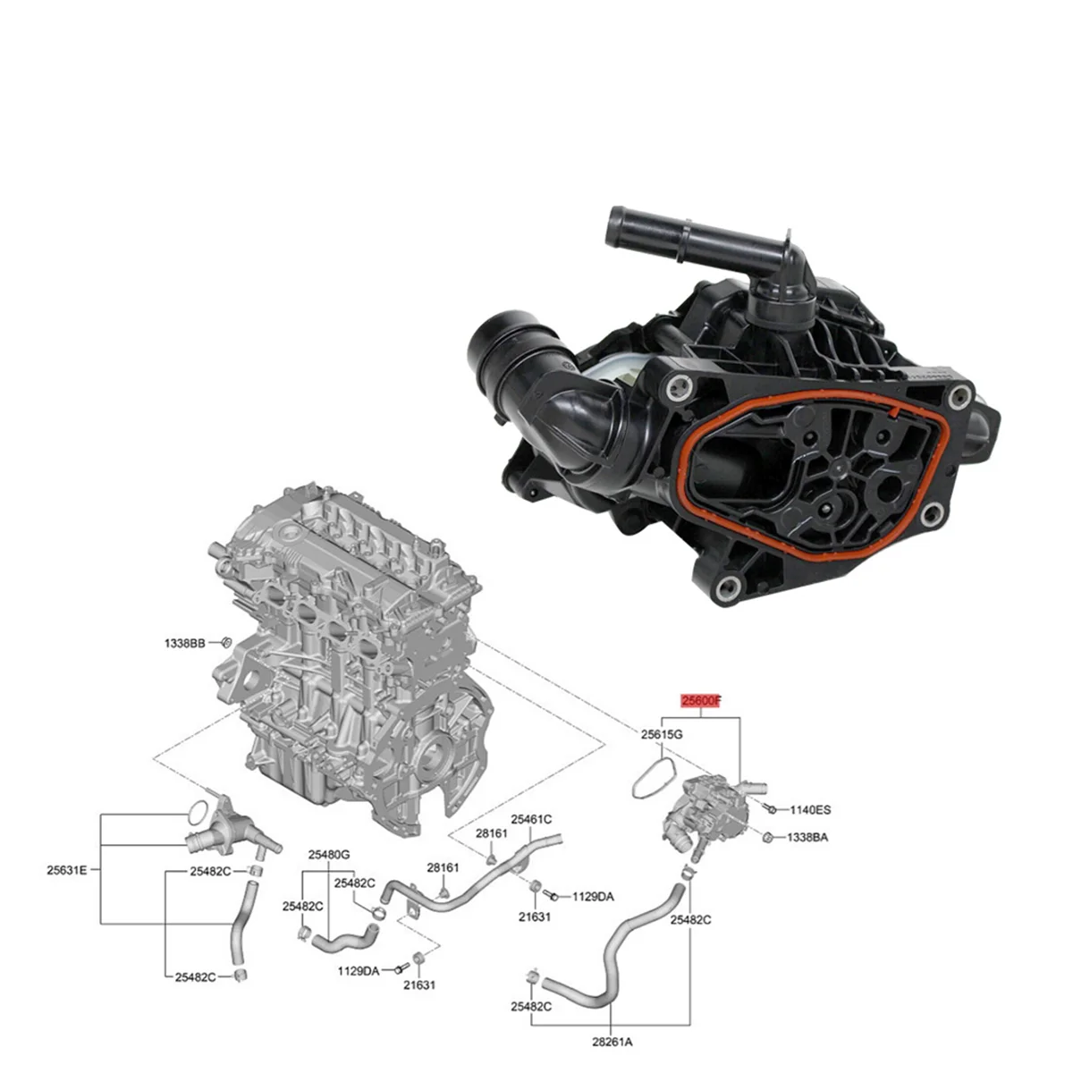 Car Integrated Thermal Management Module 25600-2J100 for Mistra IX35 Thermostat Housing