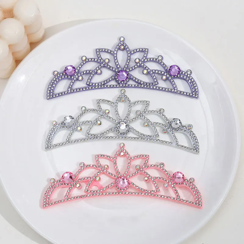 

100Pcs Padded Crown Rhinestone Patches for DIY Clothes Crafts Decoration Applique Headwear Headband Bow Jewelry Accessories
