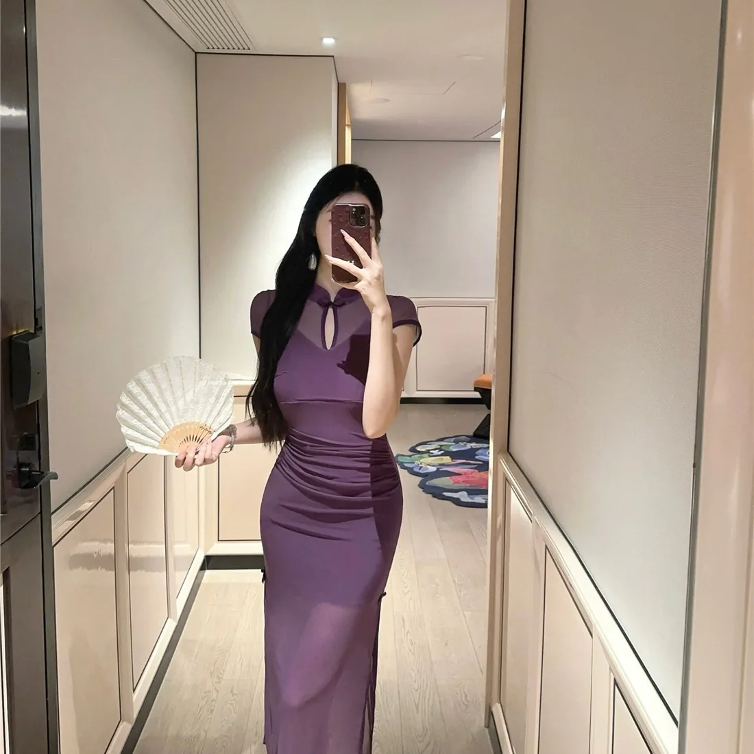 

Сексуальное кружевное платье ort Sve Slim Fit с модифицированным разрезом, винтажное длинное платье Ципао с высоким разрезом, повседневная одежда