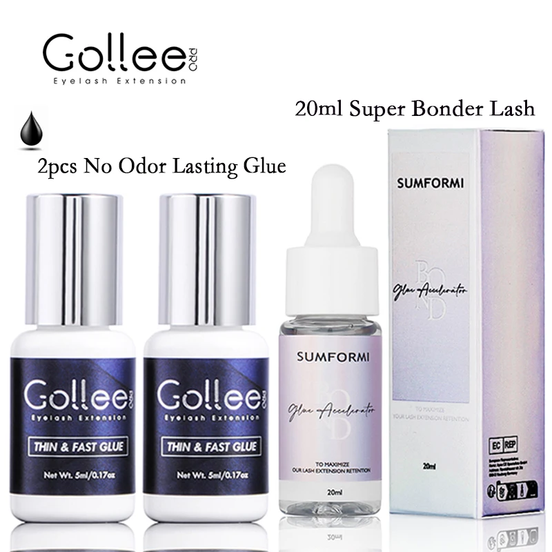 

Gollee Glue for Eyelashes 1s Fast Dry Lash Extension for Glue Help Accelerator No Stimulate Super Bonder 15ml Glue Lash Supplies