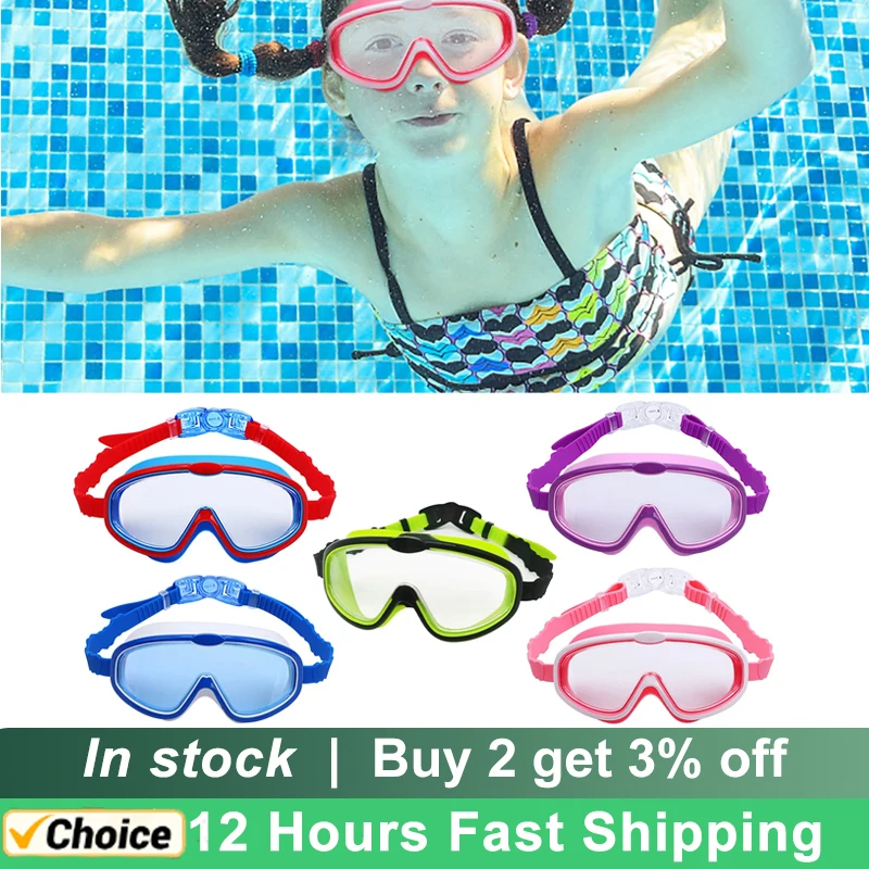 Swimming Goggles Children Waterproof Swim Diving Mask Eyewear UV Anti Fog Pool Water Sport Glasses Large Frame For Kids Teenager