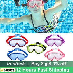 Swimming Goggles Children Waterproof Swim Diving Mask Eyewear UV Anti Fog Pool Water Sport Glasses Large Frame For Kids Teenager