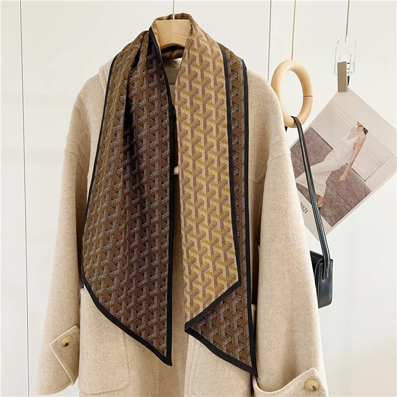 Designer Double Sided AB Shawls Women Long Scarf Silk Wool Scarfs Winter Neck Scarves Foulard Ring Scarfs Ponch Cashmere