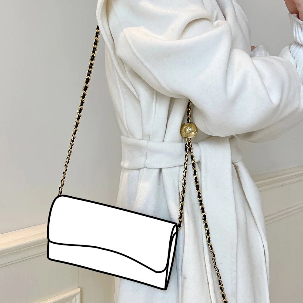 Adjustable metal chain shoulder strap, fashionable design, shoulder bag strap accessory.