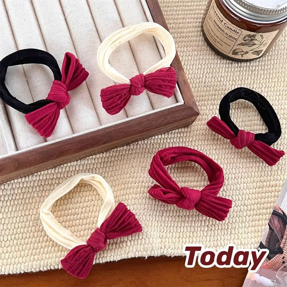 Bowknot New Year Elastic Hair Band New Year\'s Hairpin New Year Decor Red Bow Hair Rope Kids Gifts Korean Hair Accessories