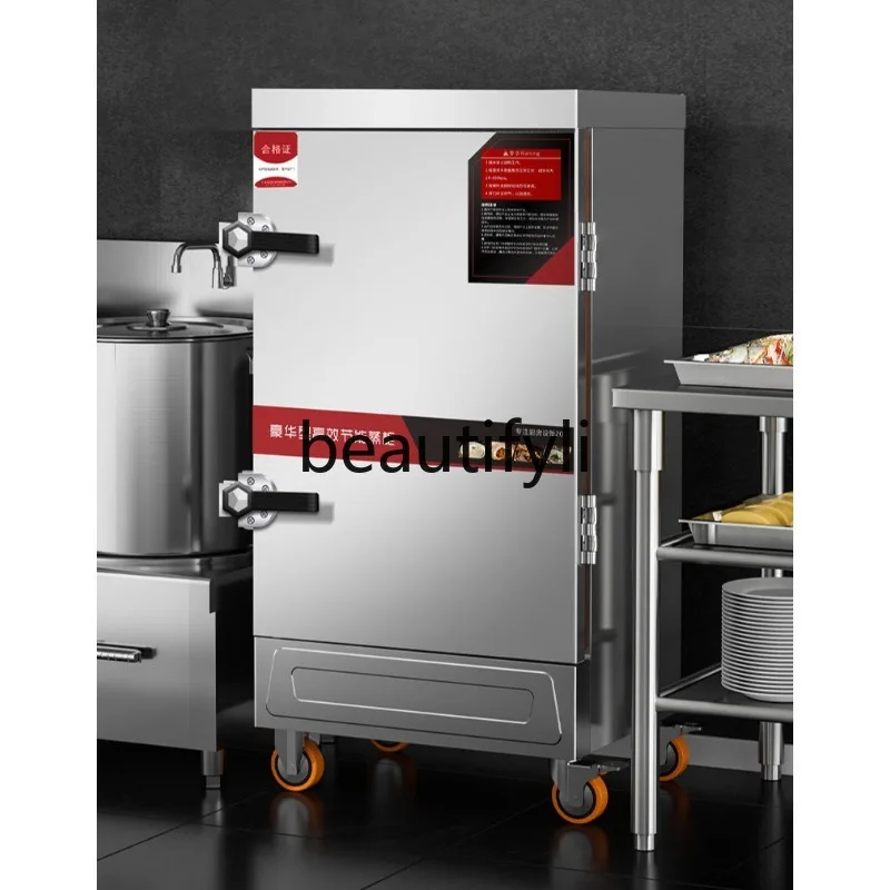 

Рисовый шкаф для приготовления на пару, тележка для риса, коммерческая столовая, кухонная печь из нержавеющей стали большой емкости для приготовления булочек на пару