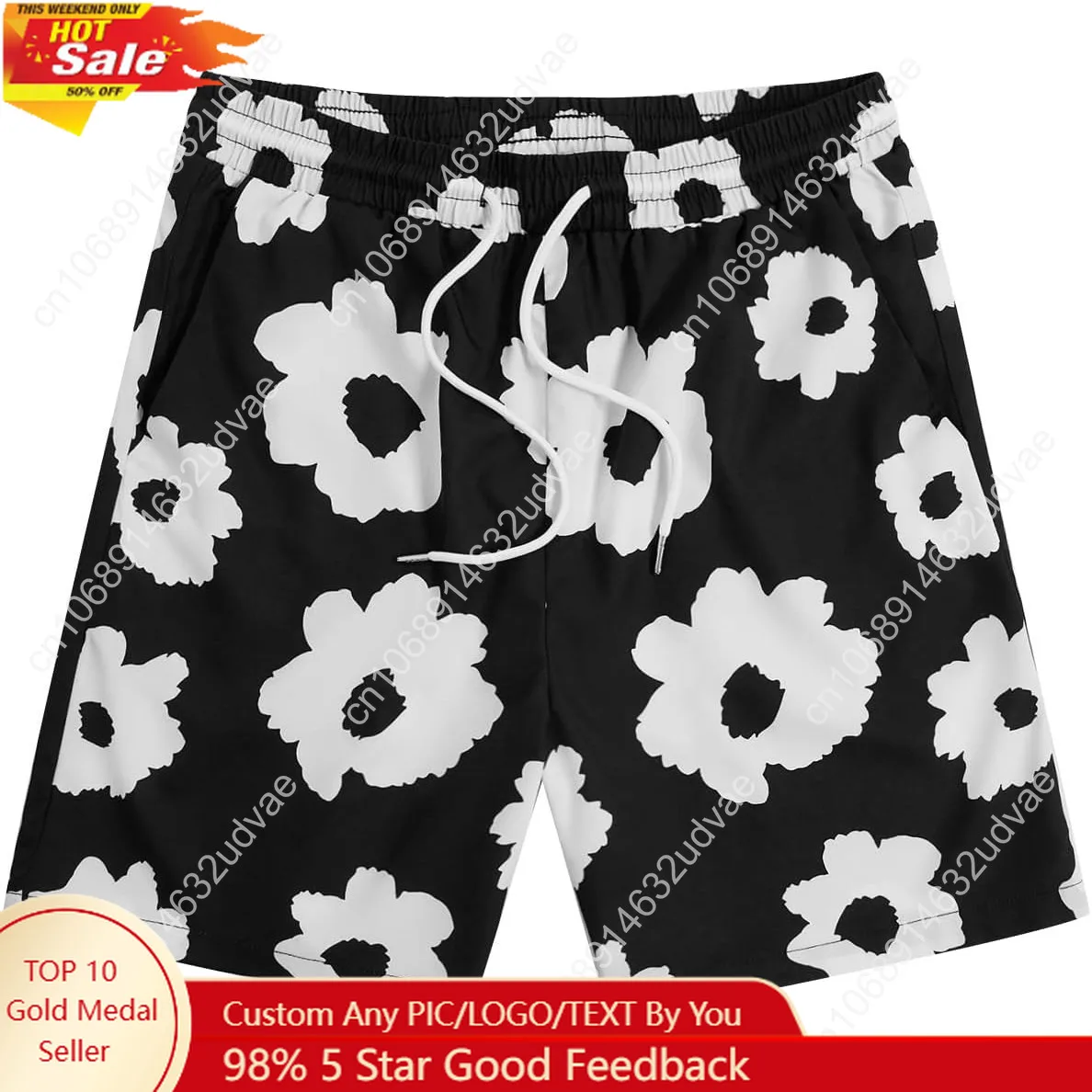 

SOLY HUX Мужские шорты с высокой талией и цветочным графическим принтом, повседневные шорты с карманами