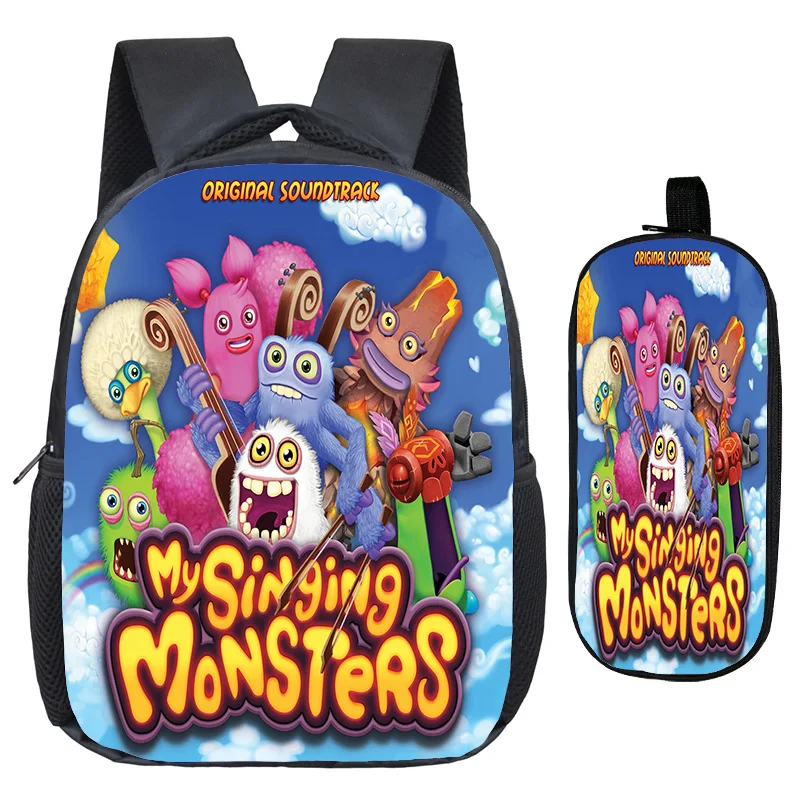 2025 School My Singing Monster 3D Print Backpack Pencial Case 2pcs Boy Girl Casual Backpacks Student Fun Pattern Custom Knapsack