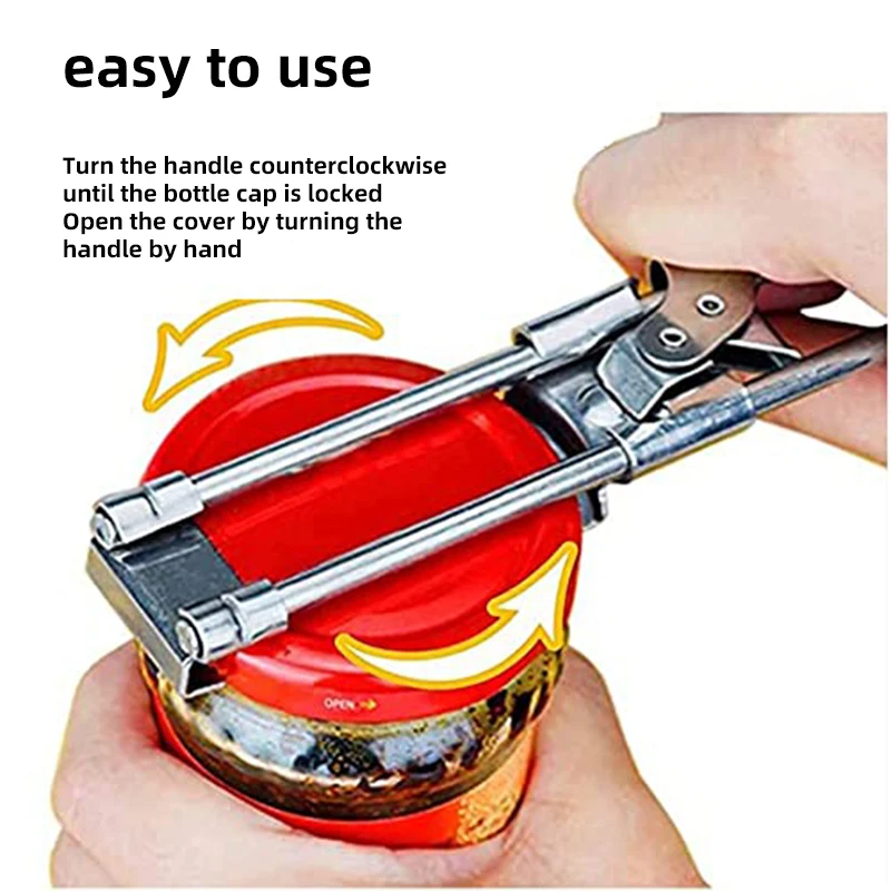 

Can Opener Adjustable Stainless Steel Non-slip Opener Multifunction Manual Jar Bottle Opening Aid Gadget Kitchen Bar Tool