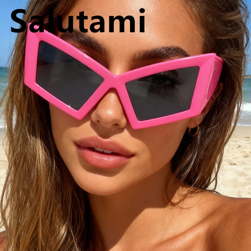 نظارات شمسية كلاسيكية كبيرة الحجم على شكل عين القطة على شكل فراشة للنساء، نظارات شمسية أنيقة بلون الحلوى للسيدات، ظلال هيب هوب Y2K
