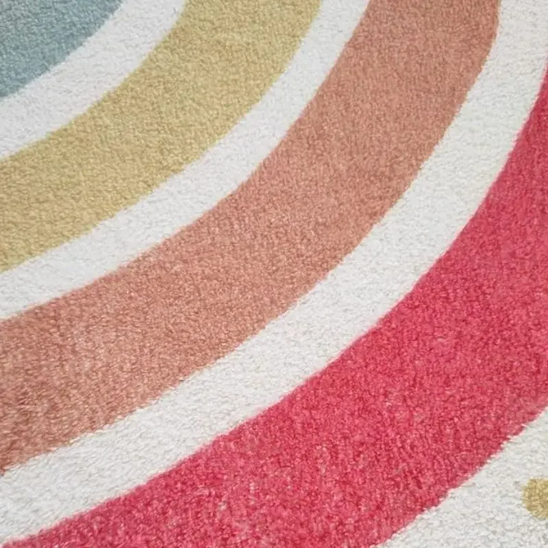 Rainbow Fluffy Carpet For Living Room,Round Plush Bedroom Beside Rugs For Kids,Heart Hairy Nursery Play Mats For Children