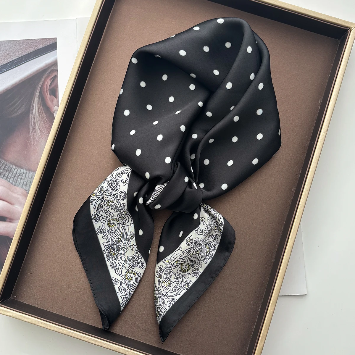 Dame Mode Paisley Schal Seide Gefühl Quadratisches Halstuch Bandana für Frauen Schal Schals Wrap Kopftuch Haarband Krawatten – Detail 20