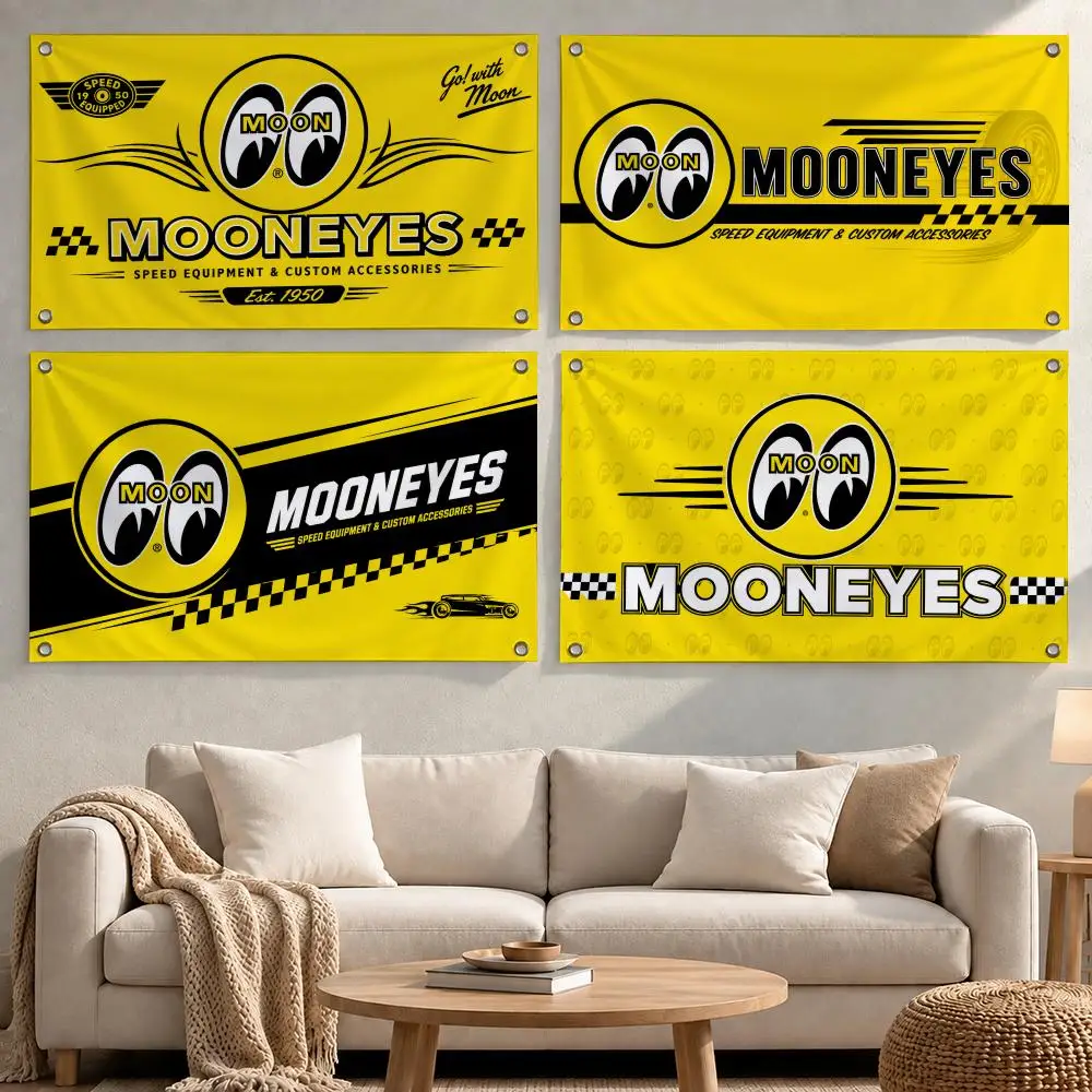 Brand MOONEYES Flags Minimalist Fabric Banner Flags Garden Shop Bedroom Festival Birthday Wall Decor