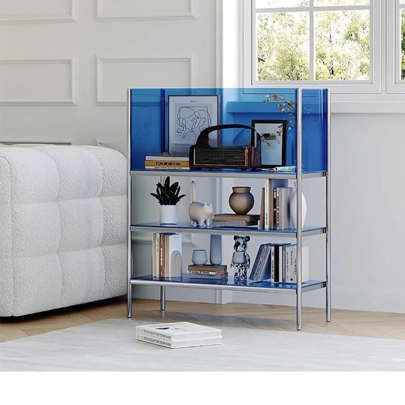 

Color acrylic shelf floor-to-ceiling simple translucent sofa side cabinet