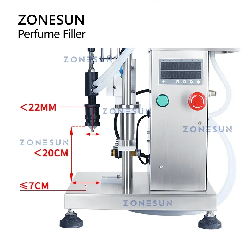 ZONESUN ZS-YTZL500S Machine de remplissage de parfum sous vide pneumatique à tête unique, bouteille de parfum, remplissage de liquide