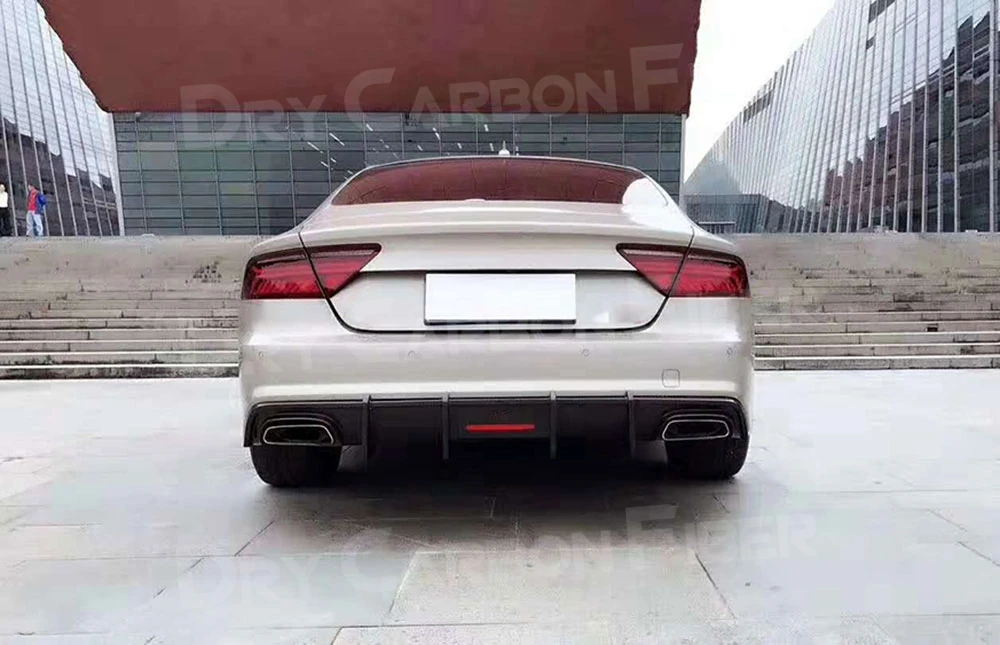 

Задний диффузор из углеродного волокна, спойлер для Audi A7 S7 Sport 2016-2018, защита бампера автомобиля FRP, FRP, автомобиль со светом