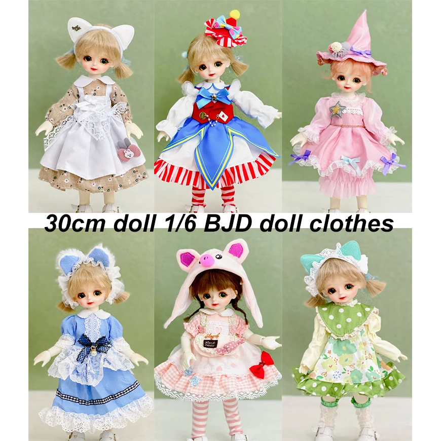 1/6 Bjd Doll Replacement Clothes Lolita Set 30cm Doll Clothes Cute Dress Kids Girls Toy Gift Doll Accessories Holiday Gift