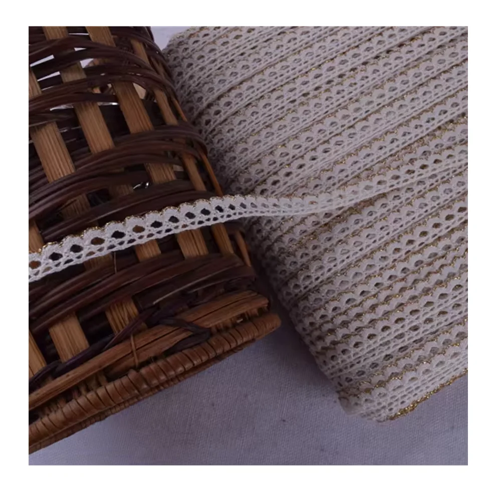 480Yards good quality  Golden cotton Crochet  lace Ribbon  For Garment  Accessories Decoration Sew On  Fabric wide 10mm