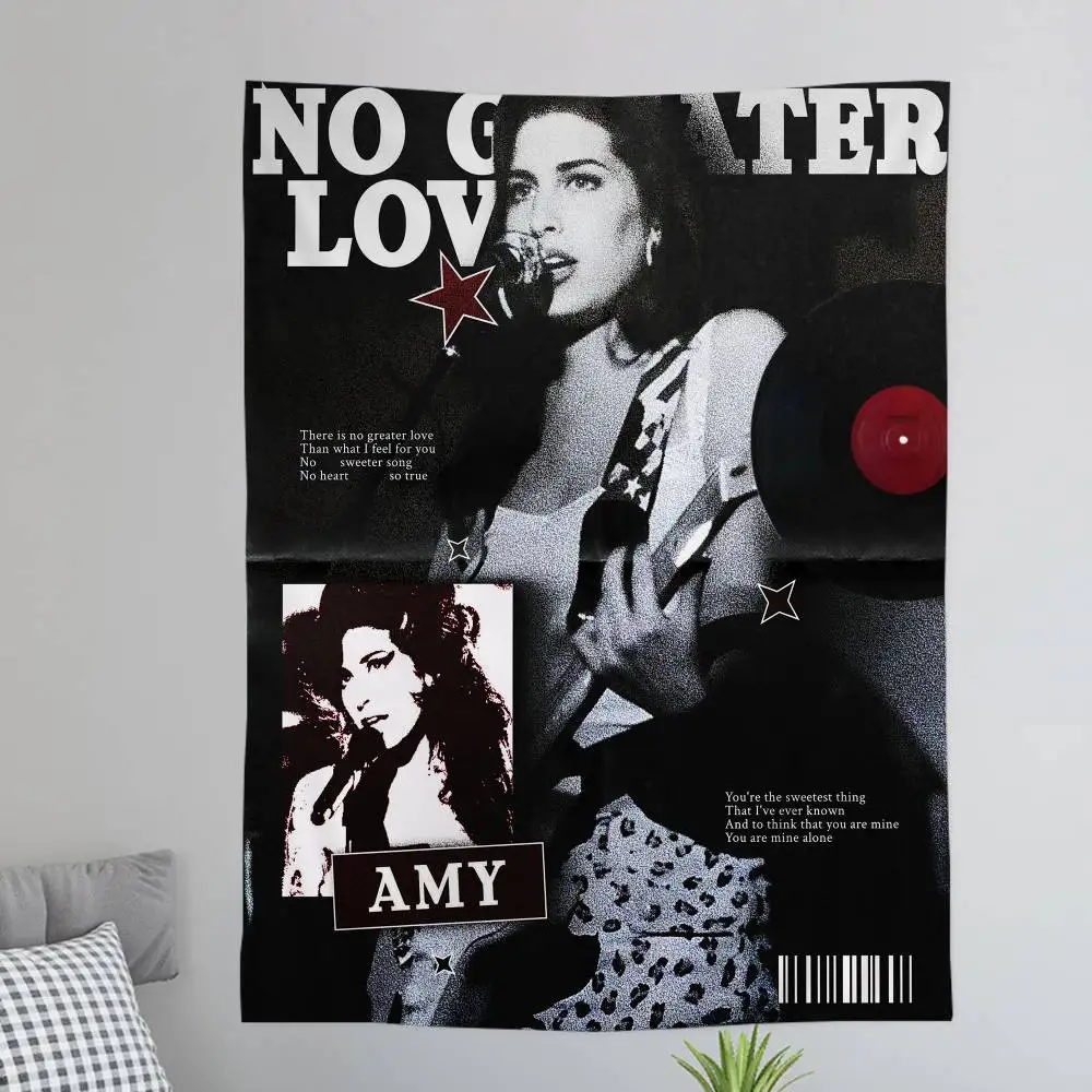 AMY-WINEHOUSE Wandteppich, Kunstdruck, japanischer Wandteppich, Anime, Wandbehang, Heimdekoration
