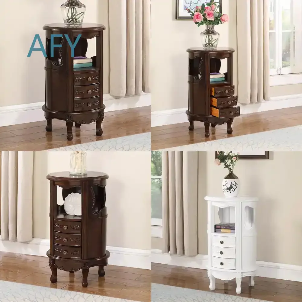 Solid Wood Telephone Table for American Corner European Edge Living Room Flower Stand Bedside Table for Jewelry Cabinet