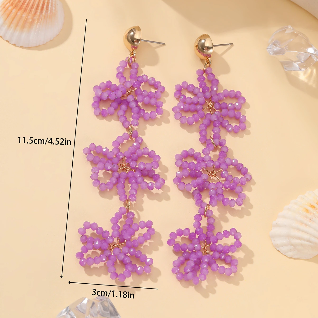 INKDEW Flower Tassel Long Drop Earrings for Women Handmade Crystal Faceted Beads Earrings Big Jewelry Fashion Gift boho EA131