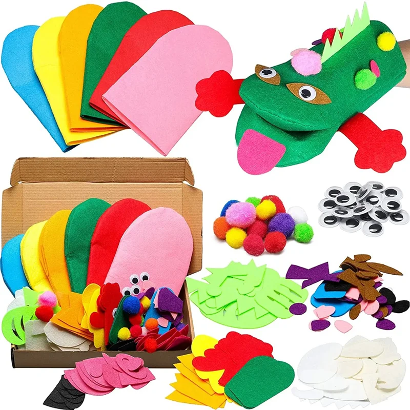 WOWFU-Hand Puppet Making Kit Making Handicraft Felt  For Children Make Your Own Sock Puppet