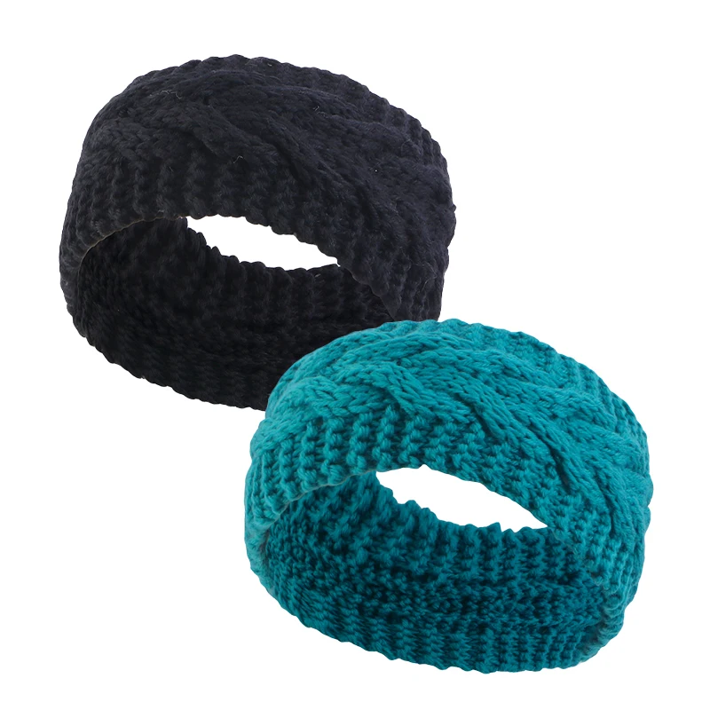 2 STK./SET Geflochtene Haarbänder aus Wolle, Winter-Strick-Innenschicht, winddicht und wärmendes Stirnband – Detail 7