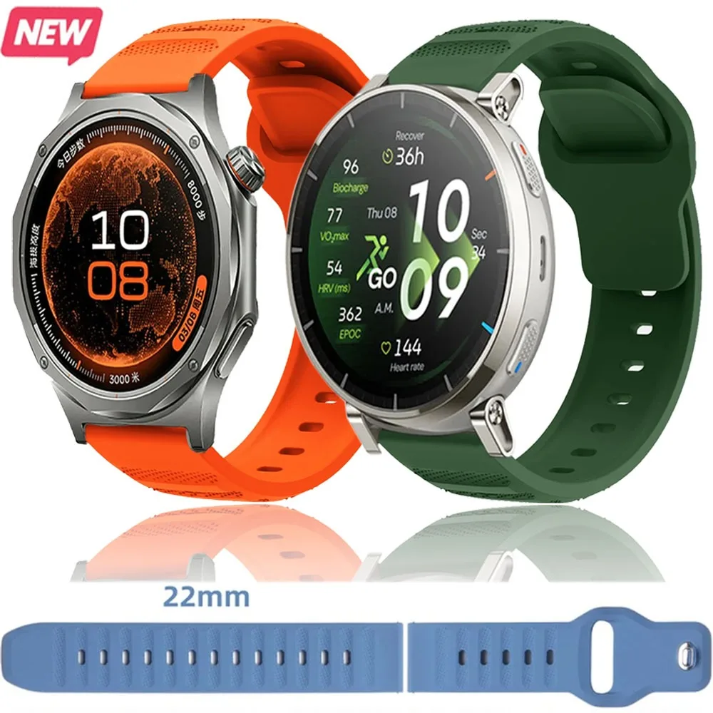 22/20mm Silicone Strap for Oneplus Watch 4/3/2R/Lite Comfortable Bracelet Wristband for Amazfit Active 3 2/Max/Bip 6 5 Max Band