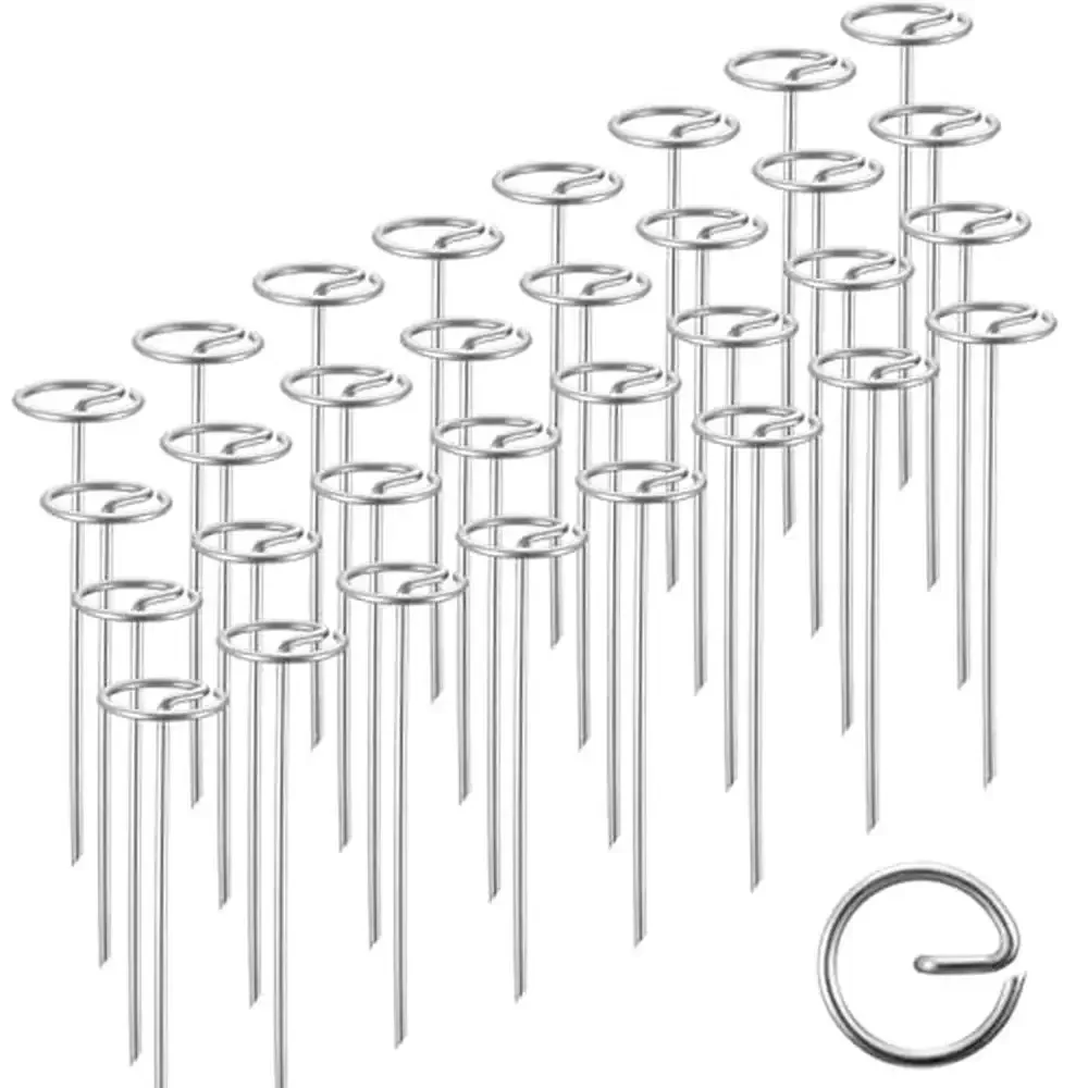 

240 Pack Galvanized Steel Garden Stakes 6-inch Circle Top Spikes Pins Landscape Staples Weed Fabric Netting Ground Sheets