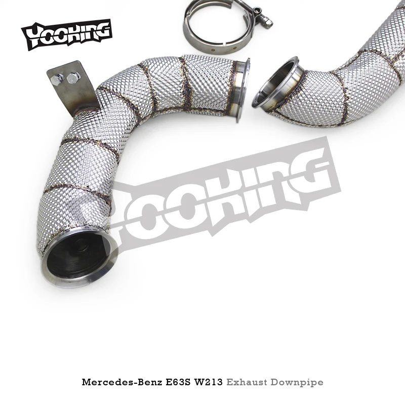 SS304L Exhaus Downpipe For Mercedes-Benz E63/E63S AMG W213 4.0TT 2016-2023 With Heat Shield Straight Through Downpipes