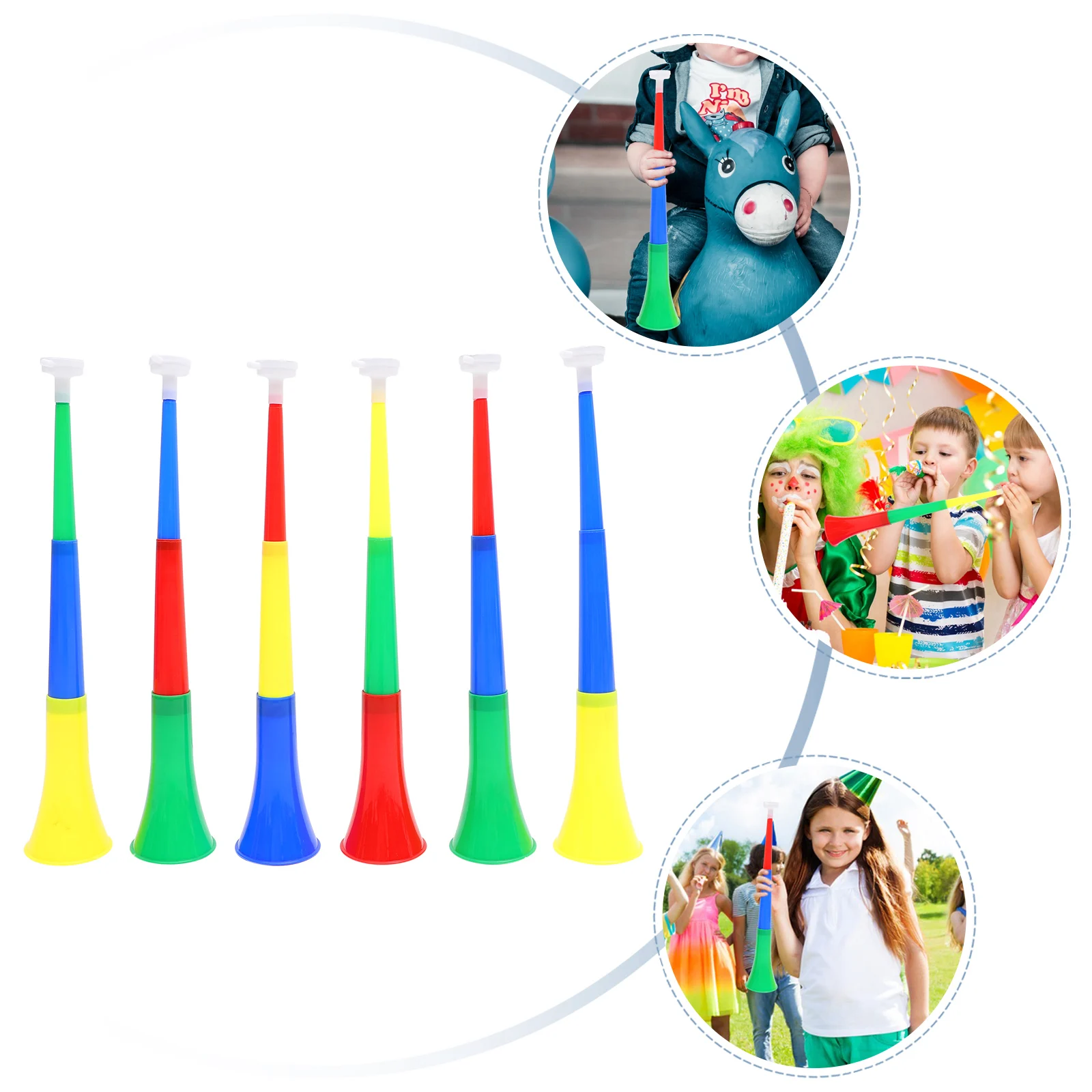 

6 Pcs Retractable Horn Plastic Collapsible Noisemaker Trumpet for Party Sports Events Bright Kids Gift Portable Easy