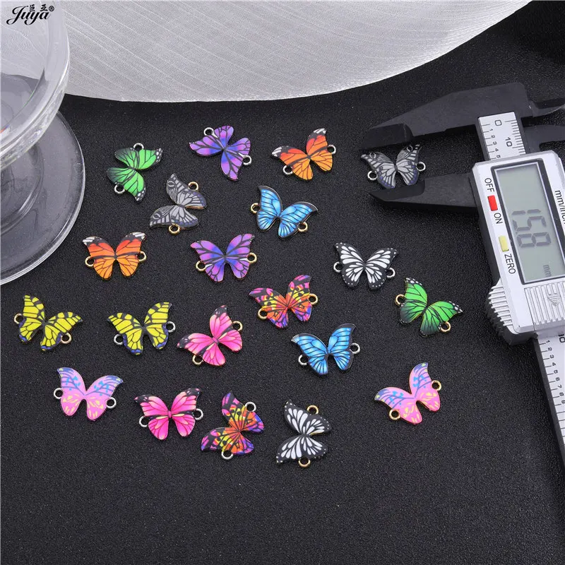 10 teile/los Bunte Druck Schmetterling Stecker Schmuck Erkenntnisse Zubehör Für DIY Machen Armbänder Liefert – Detail 6