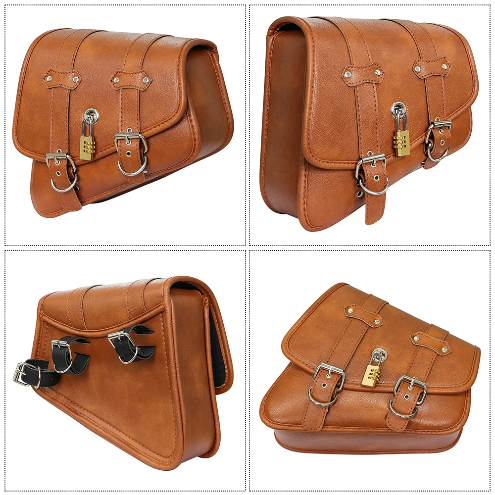 Motorcycle PU Leather Side Saddle Bags for Harley Sportster XL 883 1200 Chopper Cruiser Cafe Racer Softail Bobber Soft