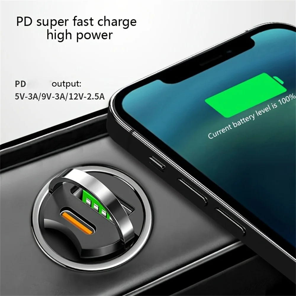 Cargador de coche USB de 100W con doble puerto, adaptador de carga rápida para iPhone, Samsung, Xiaomi, tipo C, encendedor de cigarrillos para coche
