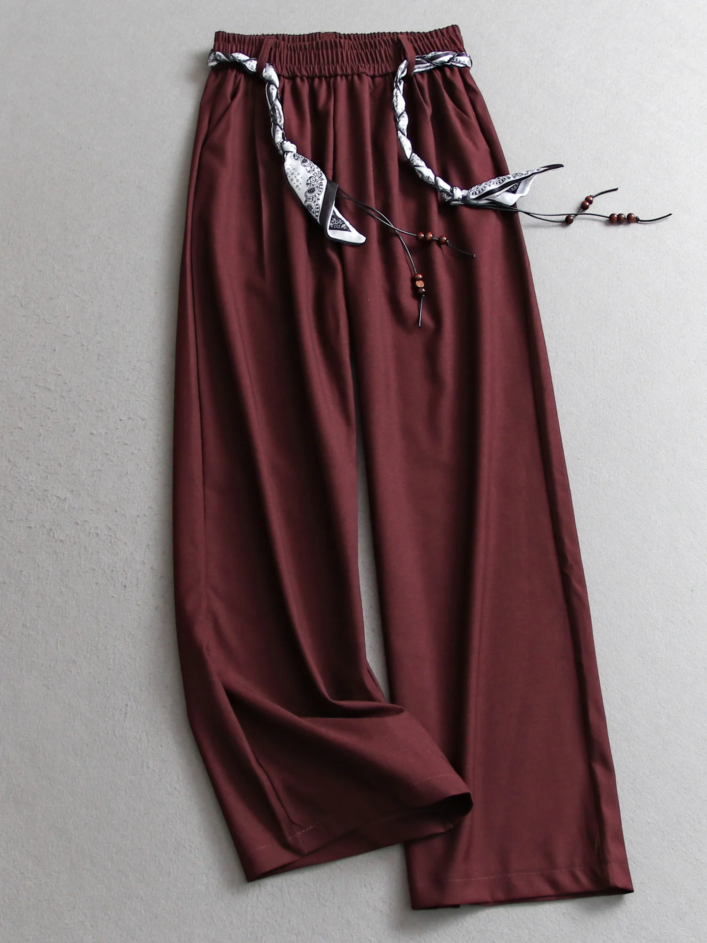 

Unique Wide Leg Pants Women's Casual Trousers Floor-Length Versatile Polyester Fiber High Waist Straight Cut Anti-Wrinkle