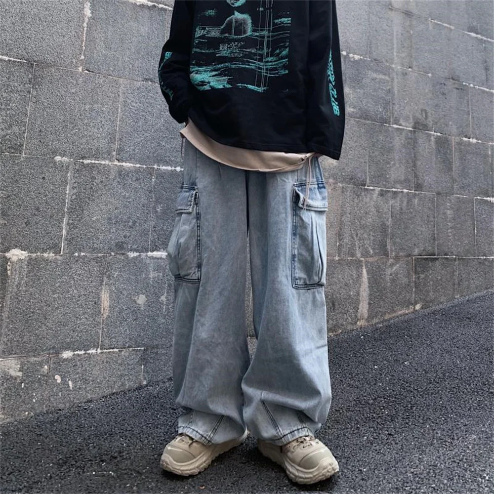 Mens Jeans Denim Pocket Pencil Cargo Pants Summer Autumn Thin Slim Regular Fit Jeans Men Elasticity Stretchy Trousers Male